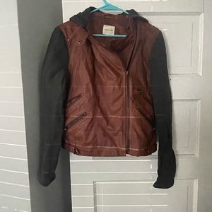 Silence + Noise partial leather jacket
